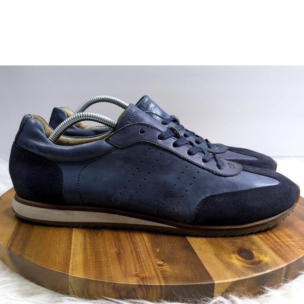 Banana Republic Mens Shoes 11M  Leather Suede Sneakers Navy Blue Low Top Casual